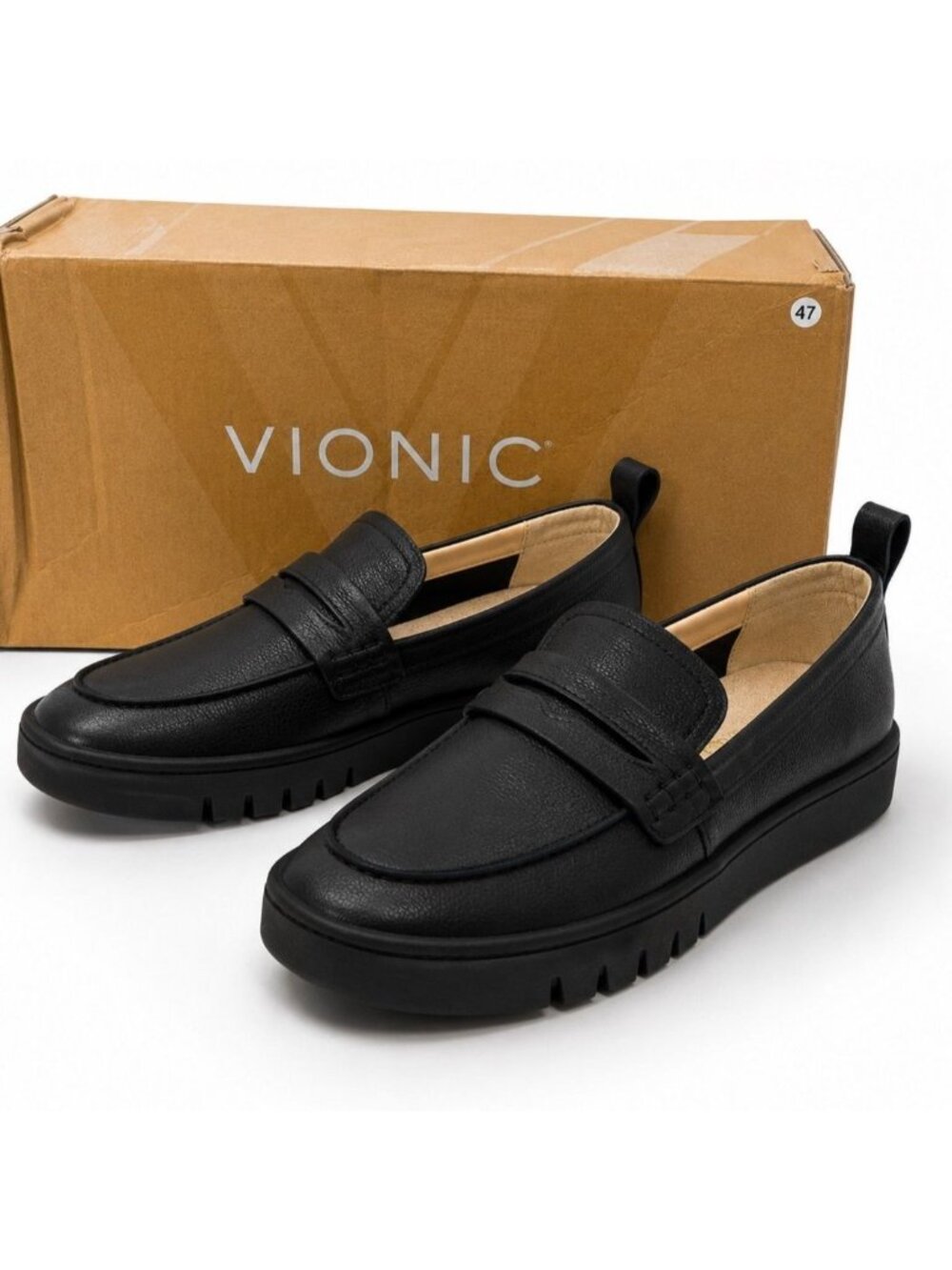 Vionic Chantel Penny Supportive Black Leather Slip-On Loafer Womens 5 Comfort Sh - Picture 2 of 10